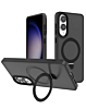 Carbon Wireless Charging Case with Ring Stand - BLACK for Galaxy S25E (Only Ground Shipping)