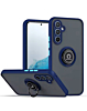 Galaxy S25 Plus Hard PC Rear / Soft TPU Colorful Border Case with I - ring Holder - NAVT BLUE (Only Ground Shipping)