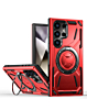 Full-Body Rugged Shockproof Case with Built-in Ring Holder - RED for Galaxy S25 Ultra (Only Ground Shipping)