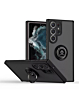 Galaxy S25 Ultra Hard PC Rear / Soft TPU Colorful Border Case with I - ring Holder - BLACK (Only Ground Shipping)