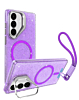 Glitter MagSafe Phone Case with Wrist Strap - PURPLE for Galaxy S26 Plus (Only Ground Shipping)