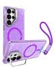 Glitter MagSafe Phone Case with Wrist Strap - PURPLE for Galaxy S26 Ultra (Only Ground Shipping)