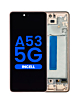 Buy the LCD Assembly in Awesome Peach, Aftermarket Incell, with Frame for Galaxy A53 5G, model A536 from 2022, 6.46 inches, without Fingerprint Sensor.