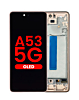 Grab the wholesale deals on the OLED Assembly with Frame for Galaxy A53 5G, model A536 from 2022, 6.46 inches, in Awesome Peach – Aftermarket OLED.