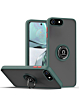 Hard PC Rear / Soft TPU Colorful Border Case with I-ring Holder - (DARK GREEN) for iPhone 16e / 17e (Only Ground Shipping)