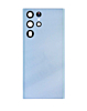 Stock up on the back glass with camera lens and adhesive for Galaxy S22 Ultra in sky blue, no logo.