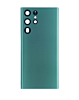 Stock up on the back glass with camera lens and adhesive for Galaxy S22 Ultra, no logo, green.
