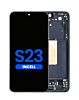 Stock up on the LCD assembly with frame for Galaxy S23 S911 in phantom black. Aftermarket Incell, does not support fingerprint.