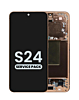 Buy the OLED Assembly with Frame for Galaxy S24 S921 in sandstone orange, service pack.
