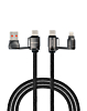 Ven-Dens USB A+C to C+L Fast Charging Data Cable with Lanyard (BLACK) (60W) (6ft) (Only Ground Shipping)