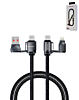 Ven-Dens USB A+C to C+L Fast Charging Data Cable with Lanyard (BLACK) (60W) (6ft) (Only Ground Shipping)