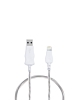 Visible USB A-L Non-MFI Flowing LED Fast Charging Cable (WHITE) (3ft) (10W) (Only Ground Shipping)