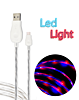 Visible USB A-C Glowing LED Fast Charging Cable (BLUE & RED) (3ft) (10W) (Only Ground Shipping)