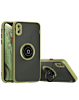 Hard PC Rear / Soft TPU Colorful Border Case with I-ring Holder - DARK GREEN for iPhone XS Max (Only Ground Shipping)