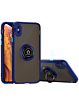 Hard PC Rear / Soft TPU Colorful Border Case with I-ring Holder - NAVY BLUE for iPhone XS Max (Only Ground Shipping)