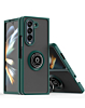 Galaxy Z Fold 5 Hard PC Rear / Soft TPU Colorful Border Case with I - ring Holder - DARK GREEN (Only Ground Shipping)