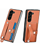 Carbon Fiber Texture Card Slot Wrist Strap Holder Case - BROWN for Galaxy Z Fold 6 (Only Ground Shipping)