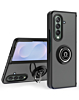 Galaxy Z Fold 7 Hard PC Rear / Soft TPU Colorful Border Case with I - ring Holder - BLACK (Only Ground Shipping)