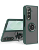 Galaxy Z Fold 7 Hard PC Rear / Soft TPU Colorful Border Case with I - ring Holder - DARK GREEN (Only Ground Shipping)