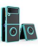 Galaxy Z Flip 4 Hard PC Rear / Soft TPU Colorful Border Case with I - ring Holder - BLUE (Only Ground Shipping)