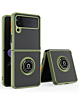 Galaxy Z Flip 4 Hard PC Rear / Soft TPU Colorful Border Case with I - ring Holder - DARK GREEN (Only Ground Shipping)