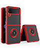 Galaxy Z Flip 4 Hard PC Rear / Soft TPU Colorful Border Case with I - ring Holder - RED (Only Ground Shipping)