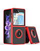 Galaxy Z Flip 5 Hard PC Rear / Soft TPU Colorful Border Case with I - ring Holder - RED d (Only Ground Shipping)