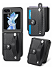 Wallet Case with Credit Card Holder Slot & Wristband - BLACK for Galaxy Z Flip 6 / Z Flip 7 FE (Only Ground Shipping)
