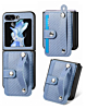 Wallet Case with Credit Card Holder Slot & Wristband - BLUE for Galaxy Z Flip 6 / Z Flip 7 FE (Only Ground Shipping)