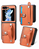 Wallet Case with Credit Card Holder Slot & Wristband - BROWN for Galaxy Z Flip 6 / Z Flip 7 FE (Only Ground Shipping)
