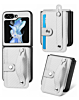 Wallet Case with Credit Card Holder Slot & Wristband - WHITE for Galaxy Z Flip 6 / Z Flip 7 FE (Only Ground Shipping)