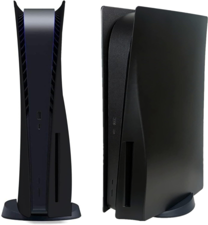 Faceplate Cover (BLACK) (2 Piece Set) for PlayStation 5 Disc Edition (NO LOGO) (Only Ground Shipping)