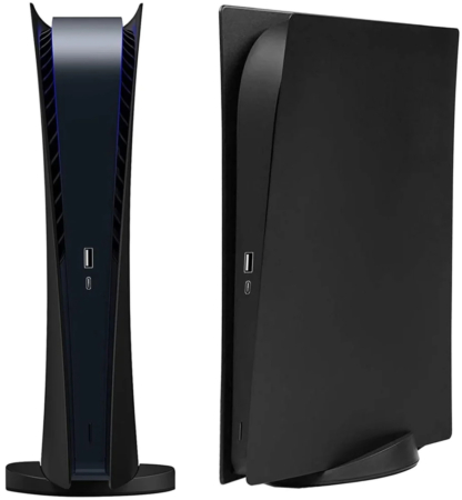 Faceplate Cover (BLACK) (2 Piece Set) for PlayStation 5 Digital Edition (NO LOGO) (Only Ground Shipping)