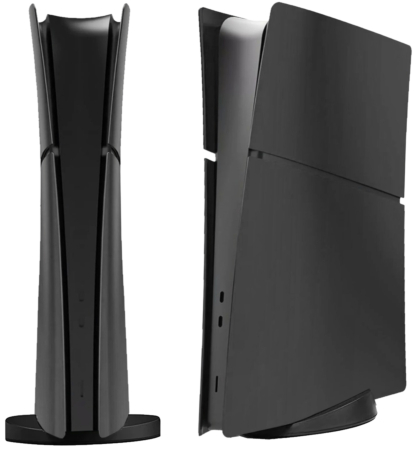 Faceplate Cover (BLACK) (4 Piece Set) for PlayStation 5 Slim Digital Edition (NO LOGO) (Only Ground Shipping)