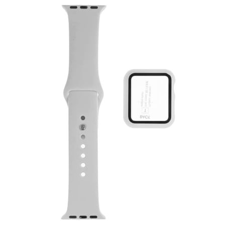iWatch 40mm Silicone Soft Band & Bumper Case w/Tempered Glass - WHITE (Only Ground Shipping)