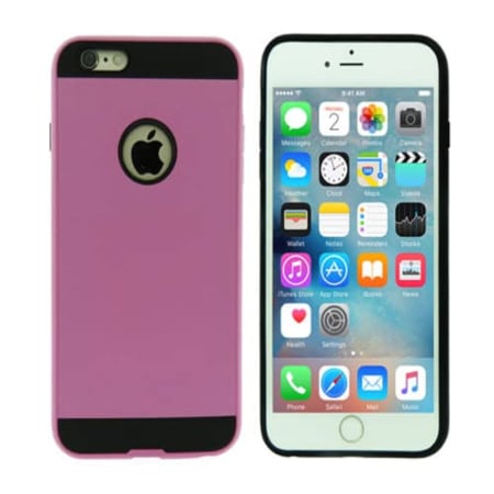 Hybrid Metal Brushed Shockproof Case - PINK for iPhone 6S / 6G (Only Ground Shipping)