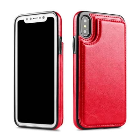 iPhone X / XS Slim Wallet Case with Credit Card slot - RED (Only Ground Shipping)