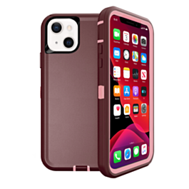 iPhone 13 Mini Heavy Duty Case - MAROON & PINK (Only Ground Shipping)