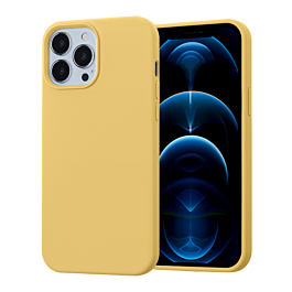 Soft Solid Silicone Case (Full Buttom Cover) - YELLOW for iPhone 13 Pro Max (Only Ground Shipping)