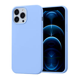 Soft Solid Silicone Case (Full Buttom Cover) - LIGHT BLUE for iPhone 13 Pro Max (Only Ground Shipping)