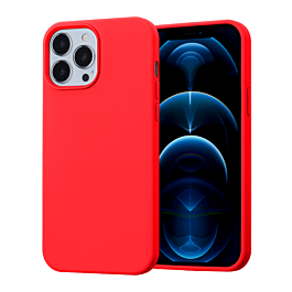 Soft Solid Silicone Case (Full Buttom Cover) - RED for iPhone 13 Pro Max (Only Ground Shipping)