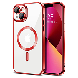 Shiny Wireless Charging Clear Case - RED for iPhone 13 Mini (Only Ground Shipping)