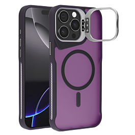 Matte Transparent Camera Stand Case with Wireless Charging - DARK PURPLE for iPhone 13 Pro Max (Only Ground Shipping)