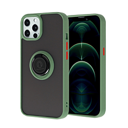 iPhone 13 Pro Max Hard PC Rear / Soft TPU Colorful Border Case with I - ring Holder - DARK GREEN (Only Ground Shipping)