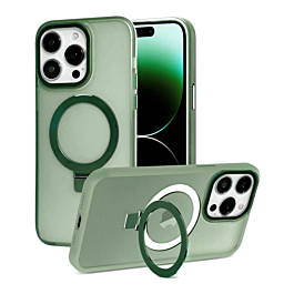 Carbon Wireless Charging Case with Ring Stand - GREEN for iPhone 13 Pro Max (Only Ground Shipping)