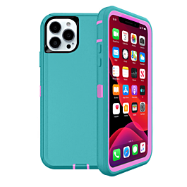 Heavy Duty Case for iPhone 13 Pro (TEAL & PINK) (Only Ground Shipping)