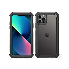 3in1 Hybrid Clear Soft TPU Hard PC Back Cover Case - BLACK for iPhone 13 Pro (Only Ground Shipping)