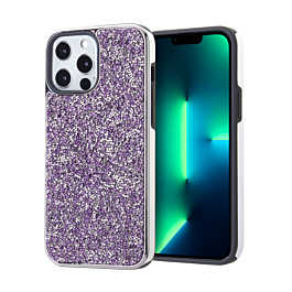 Bling Diamond Dual Layer Protection Case - PURPLE for iPhone 13 Pro (Only Ground Shipping)