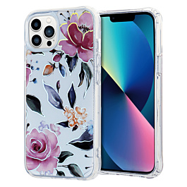 Flower Print Design Hard Clear Case - G39 for iPhone 13 Pro (Only Ground Shipping)