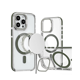 Thin Magnetic Clear Case with Camera Stand Kickstand - GRAY for iPhone 13 Pro Max (Only Ground Shipping)